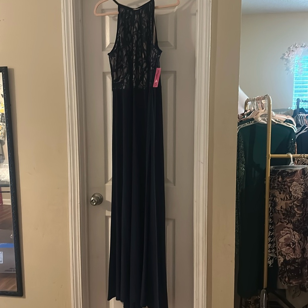 Morgan & Co. Womens Lace Gown Dress, Blue, Plus Size, 18W
